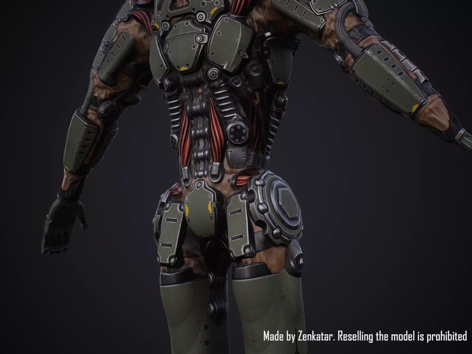 Sci-fi robot character with 4 color options Low-poly 3D model_28