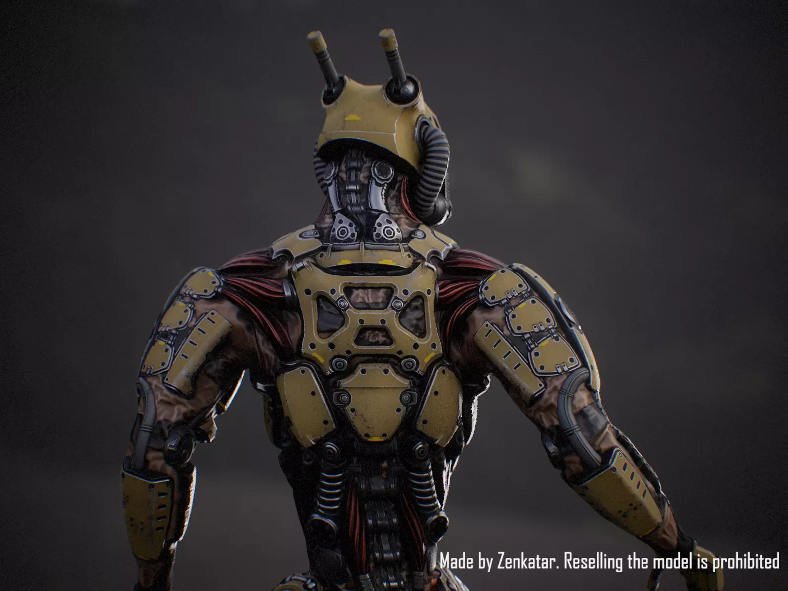 Sci-fi robot character with 4 color options Low-poly 3D model_6