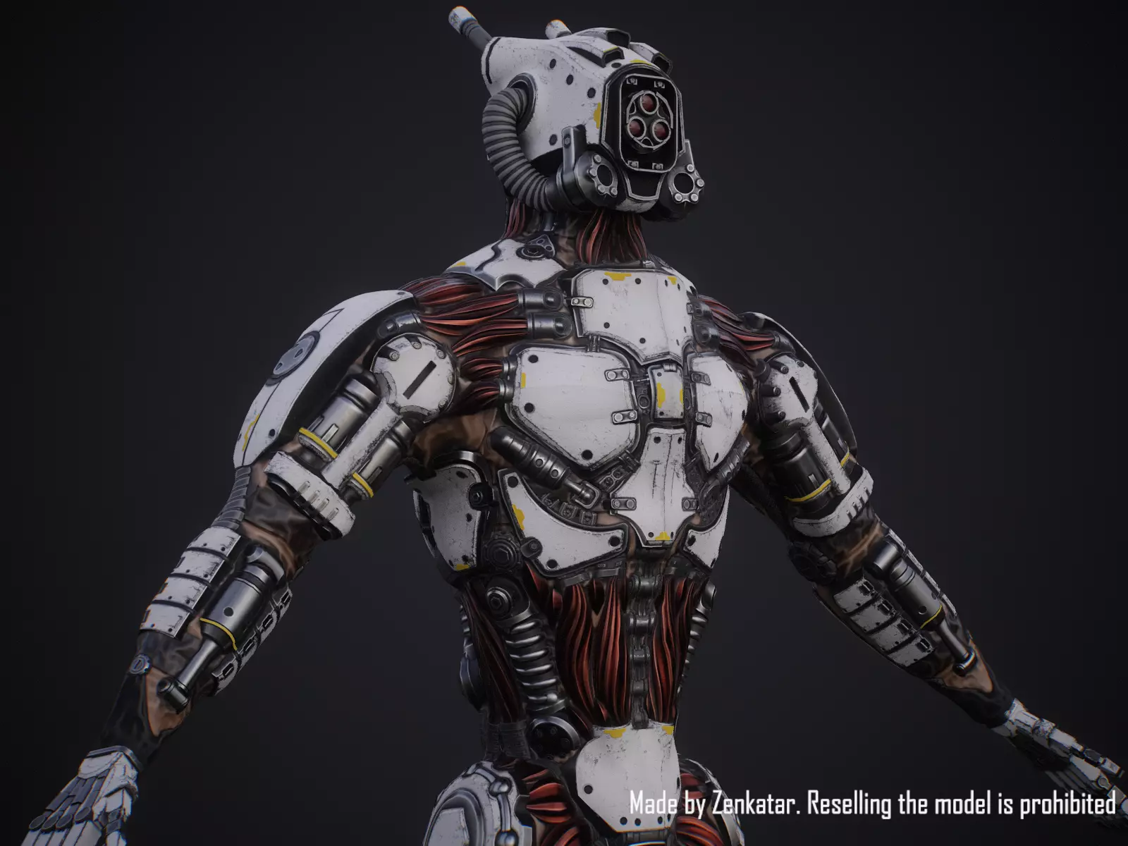 Sci-fi robot character with 4 color options Low-poly 3D model_27