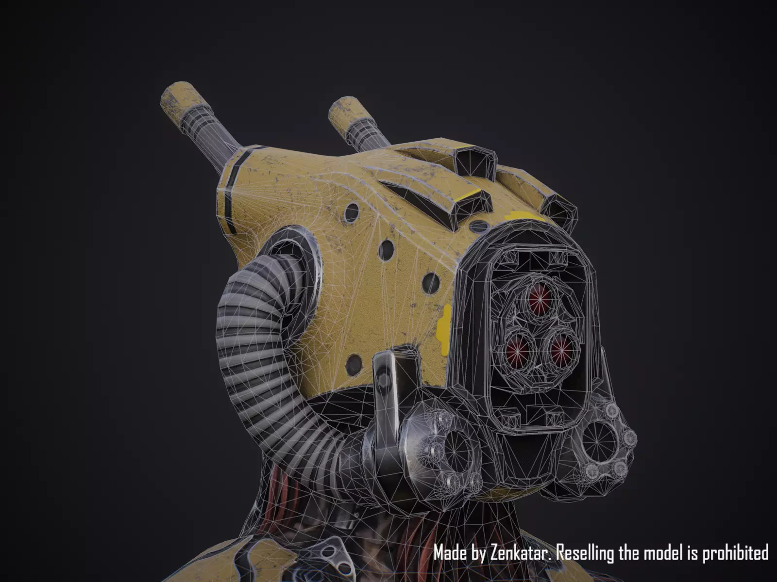 Sci-fi robot character with 4 color options Low-poly 3D model_31