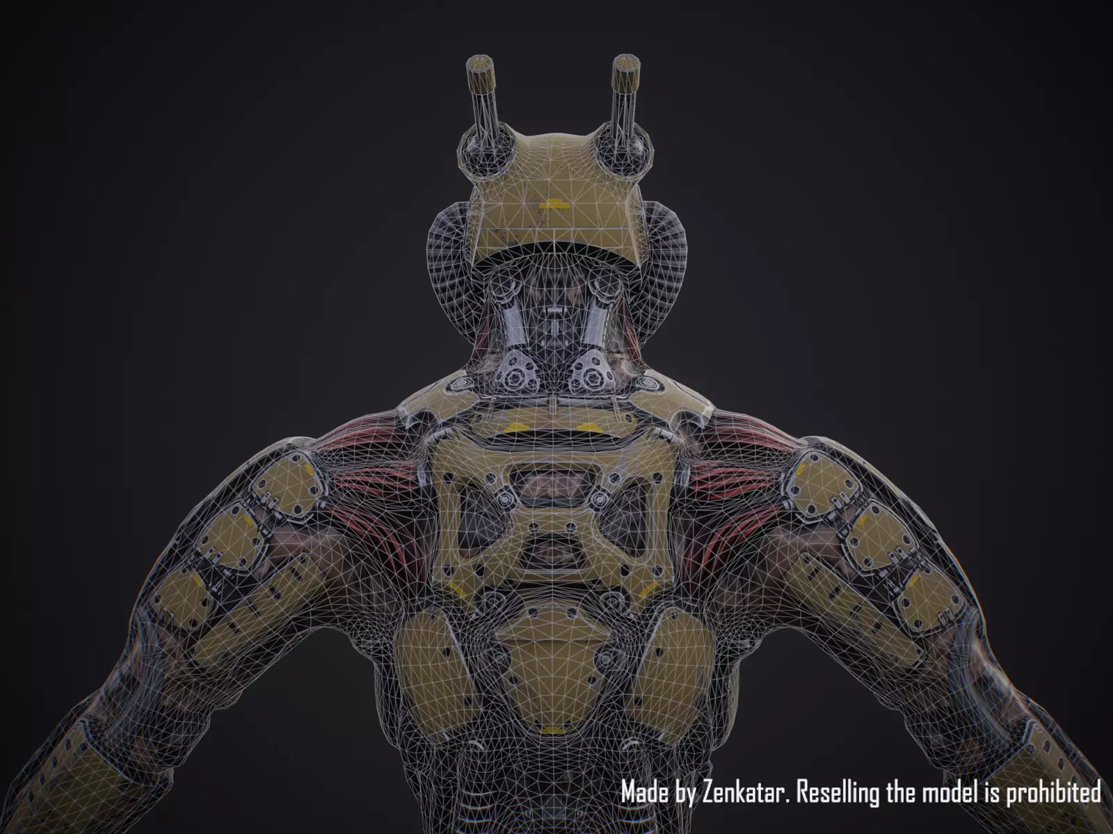 Sci-fi robot character with 4 color options Low-poly 3D model_32