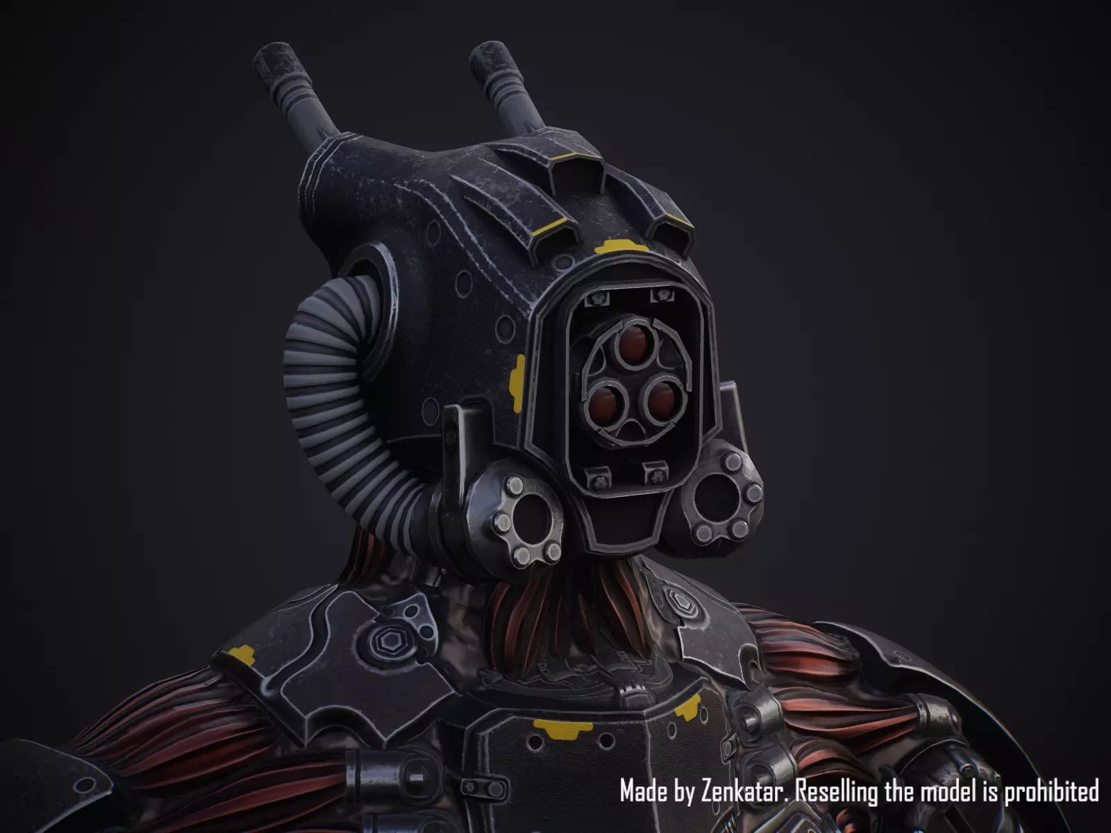 Sci-fi robot character with 4 color options Low-poly 3D model_24