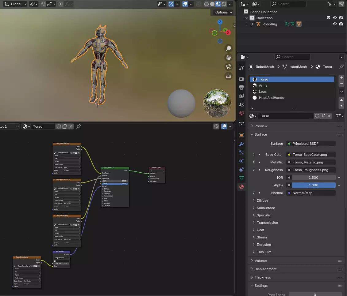 Sci-fi robot character with 4 color options Low-poly 3D model_43