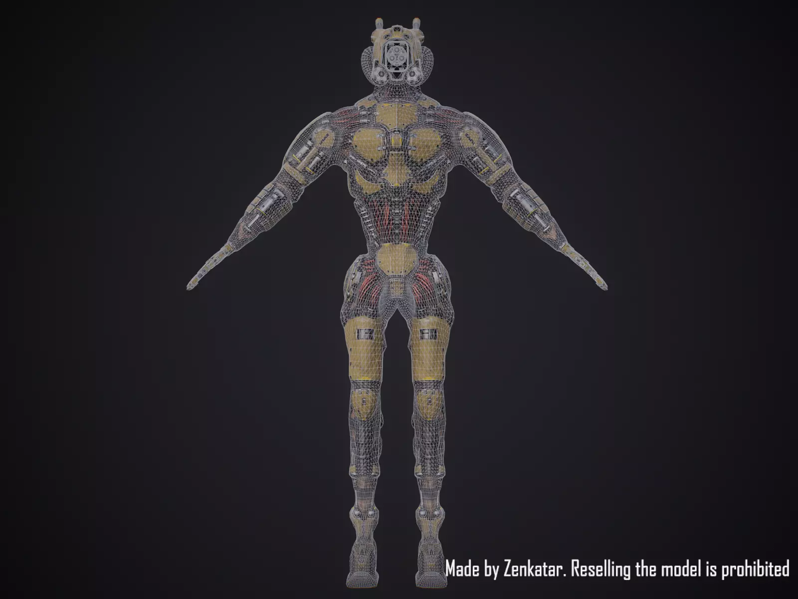 Sci-fi robot character with 4 color options Low-poly 3D model_29