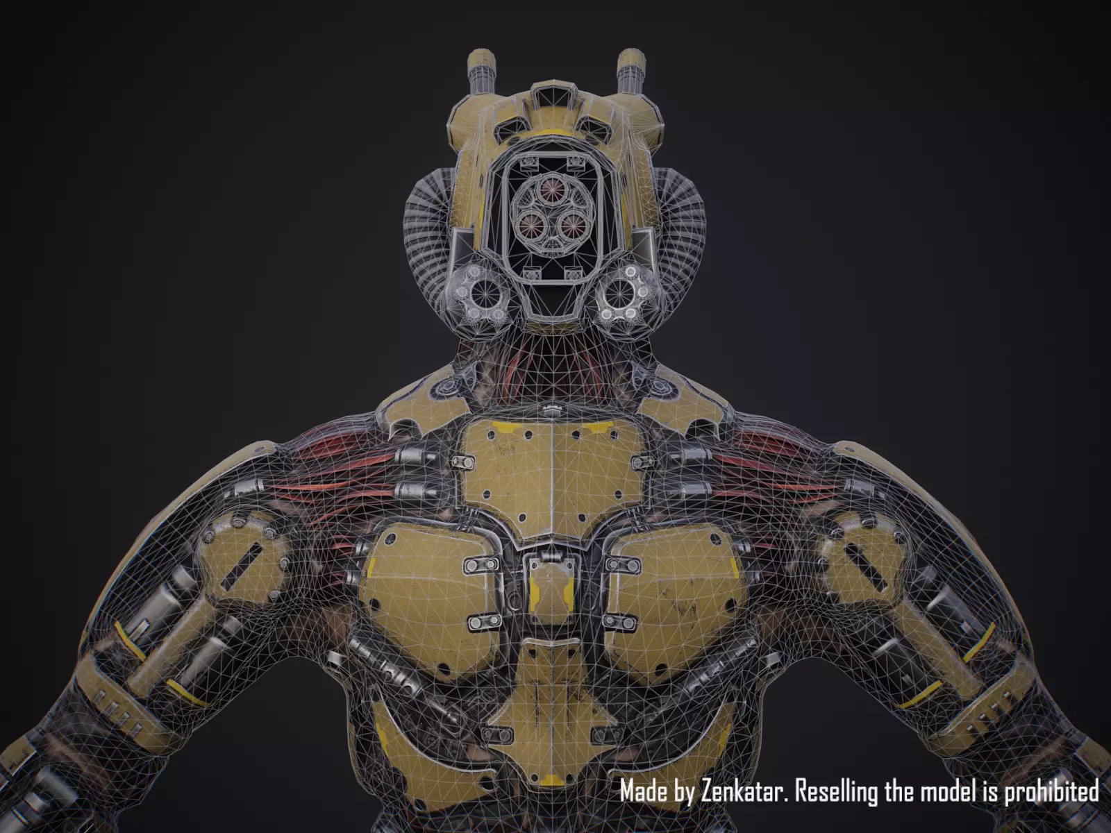 Sci-fi robot character with 4 color options Low-poly 3D model_30