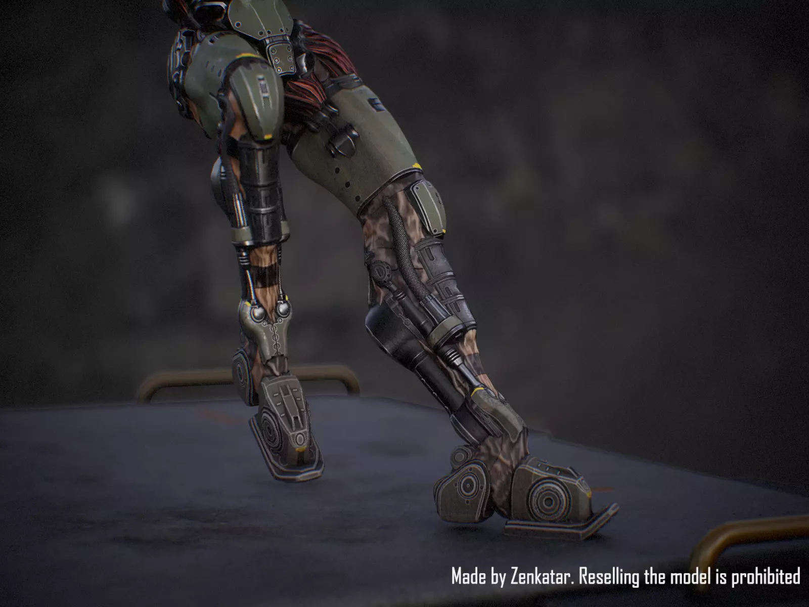 Sci-fi robot character with 4 color options Low-poly 3D model_9