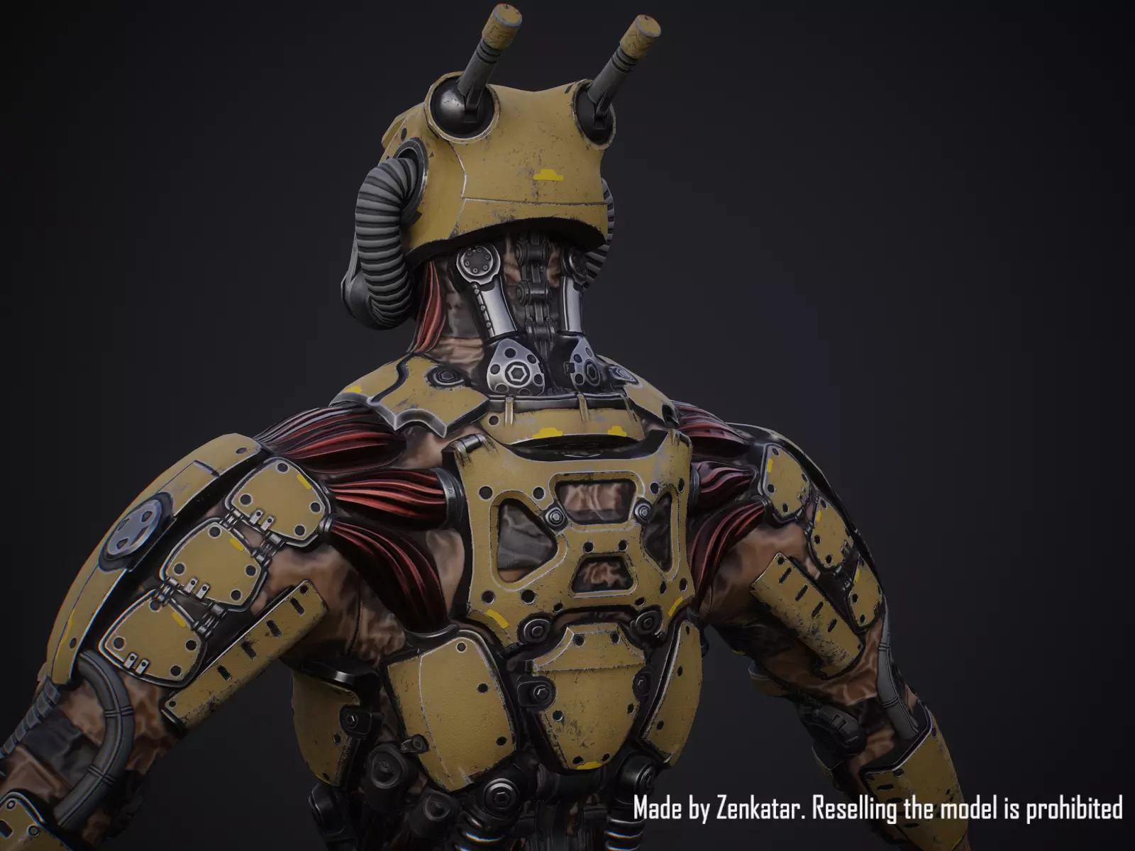 Sci-fi robot character with 4 color options Low-poly 3D model_22