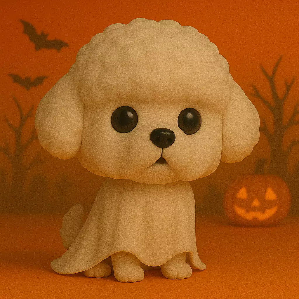 Bichon Fantasma de Halloween POP STL 3D print model_0