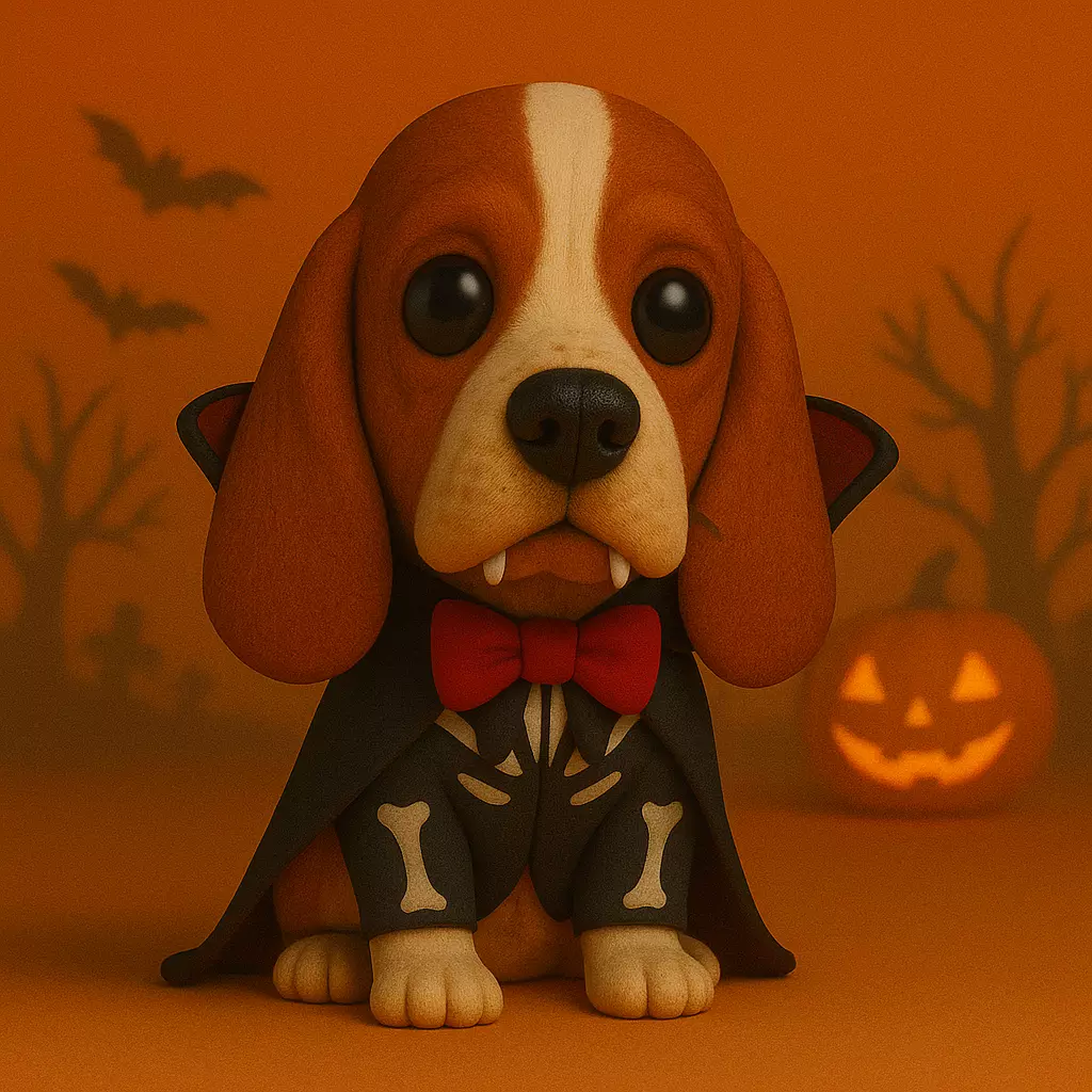 Basset Hound Vampiro de Halloween POP STL 3D print model_0