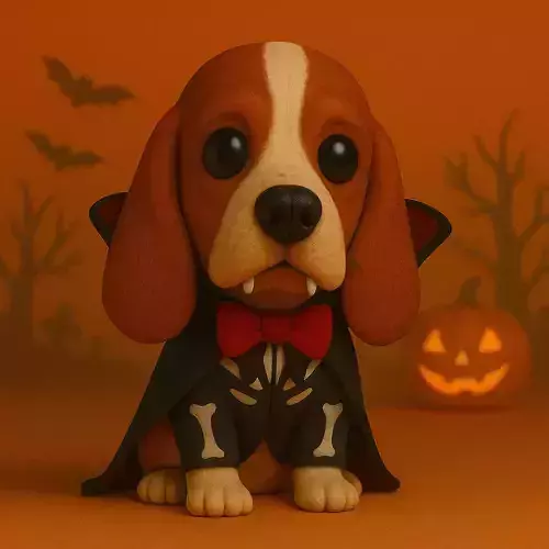 Basset Hound Vampiro de Halloween POP STL 3D print model Basset Hound Vampiro de Halloween POP STL 3D print model