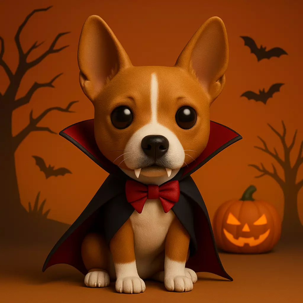 Basenji Vampiro de Halloween POP STL 3D print model_0