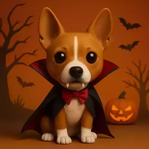 Basenji Vampiro de Halloween POP STL 3D print model Basenji Vampiro de Halloween POP STL 3D print model