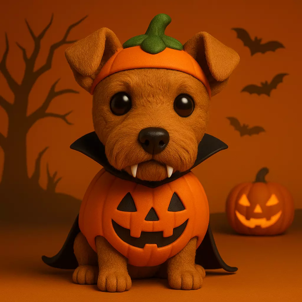 Airedale Terrier Calabaza de Halloween POP STL 3D print model_0