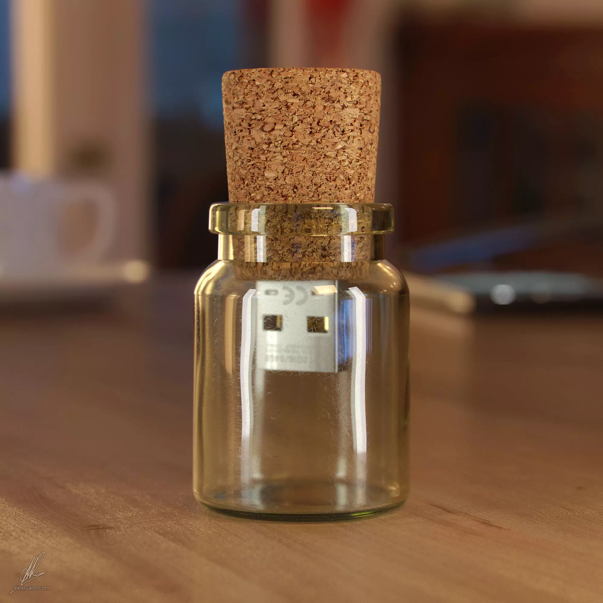Pendrive in a Bottle 3D model