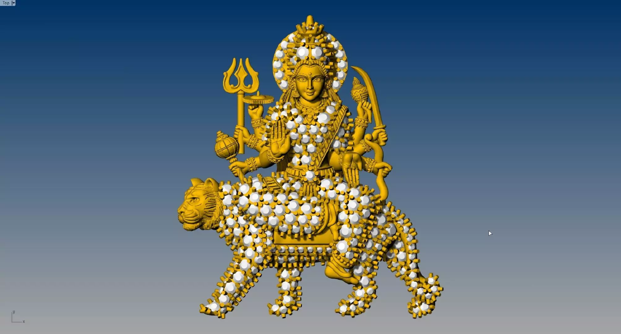 Durga Devi diamond jewellery 3D print model