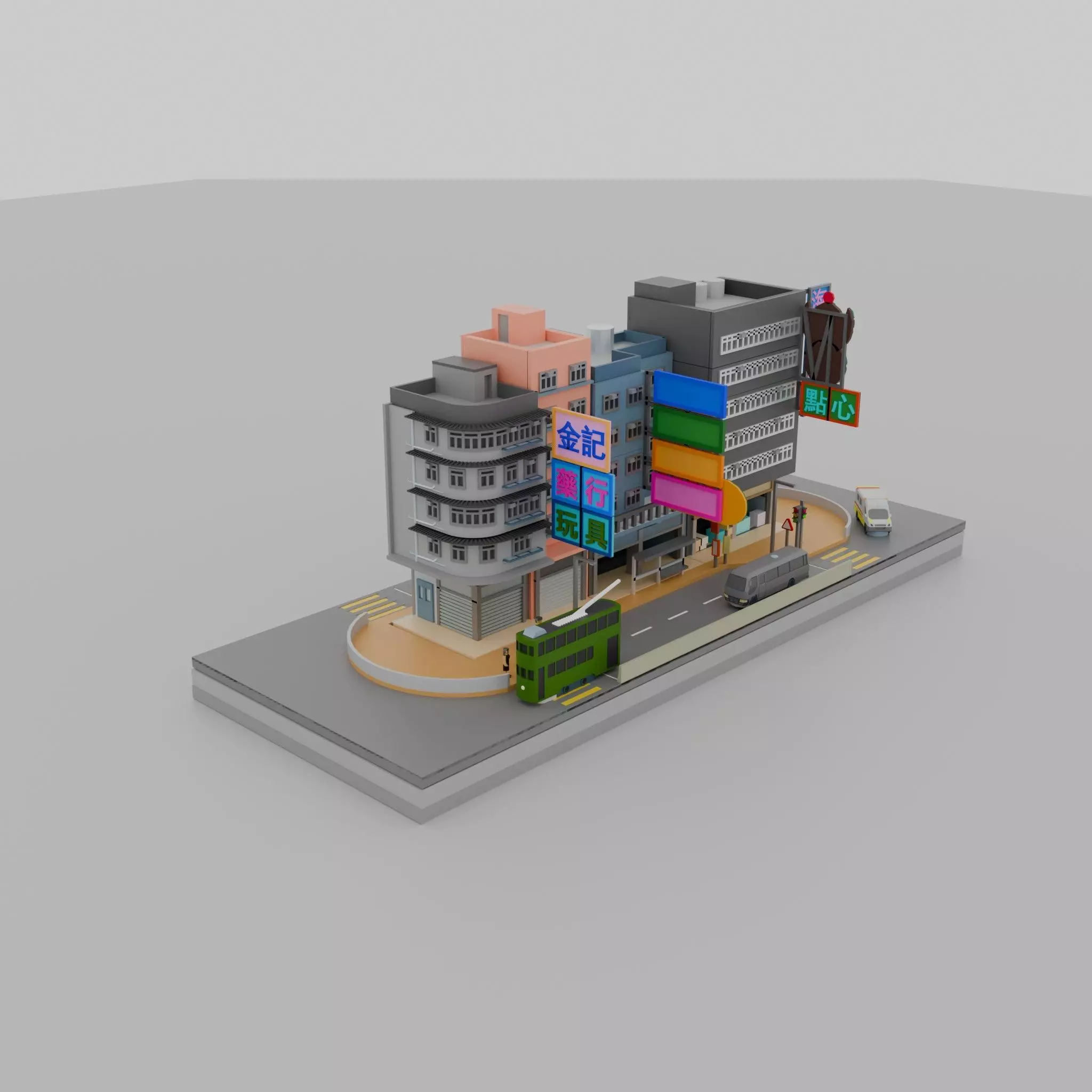 Hong Kong Building Pack 2 Low-poly 3D model_3