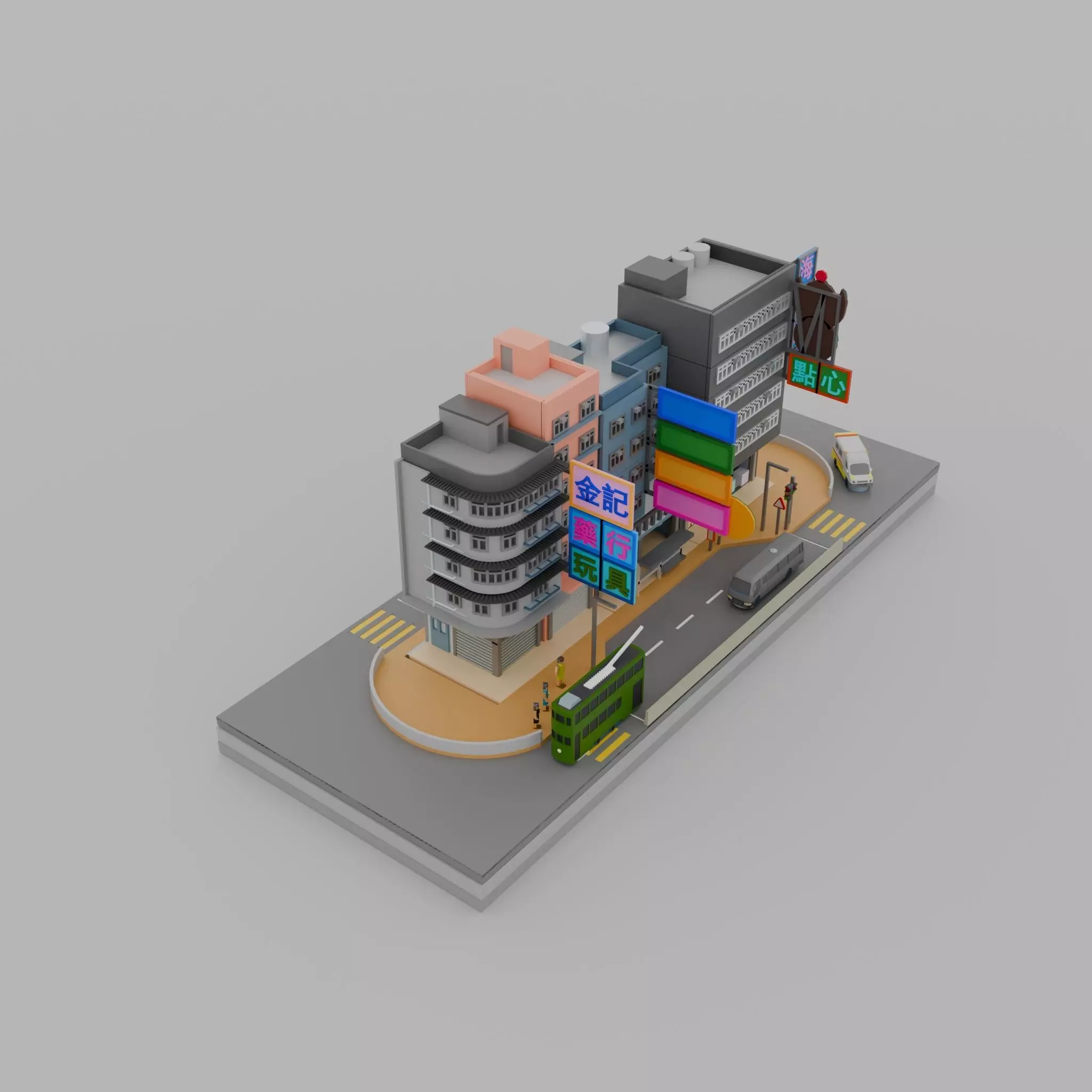 Hong Kong Building Pack 2 Low-poly 3D model_4