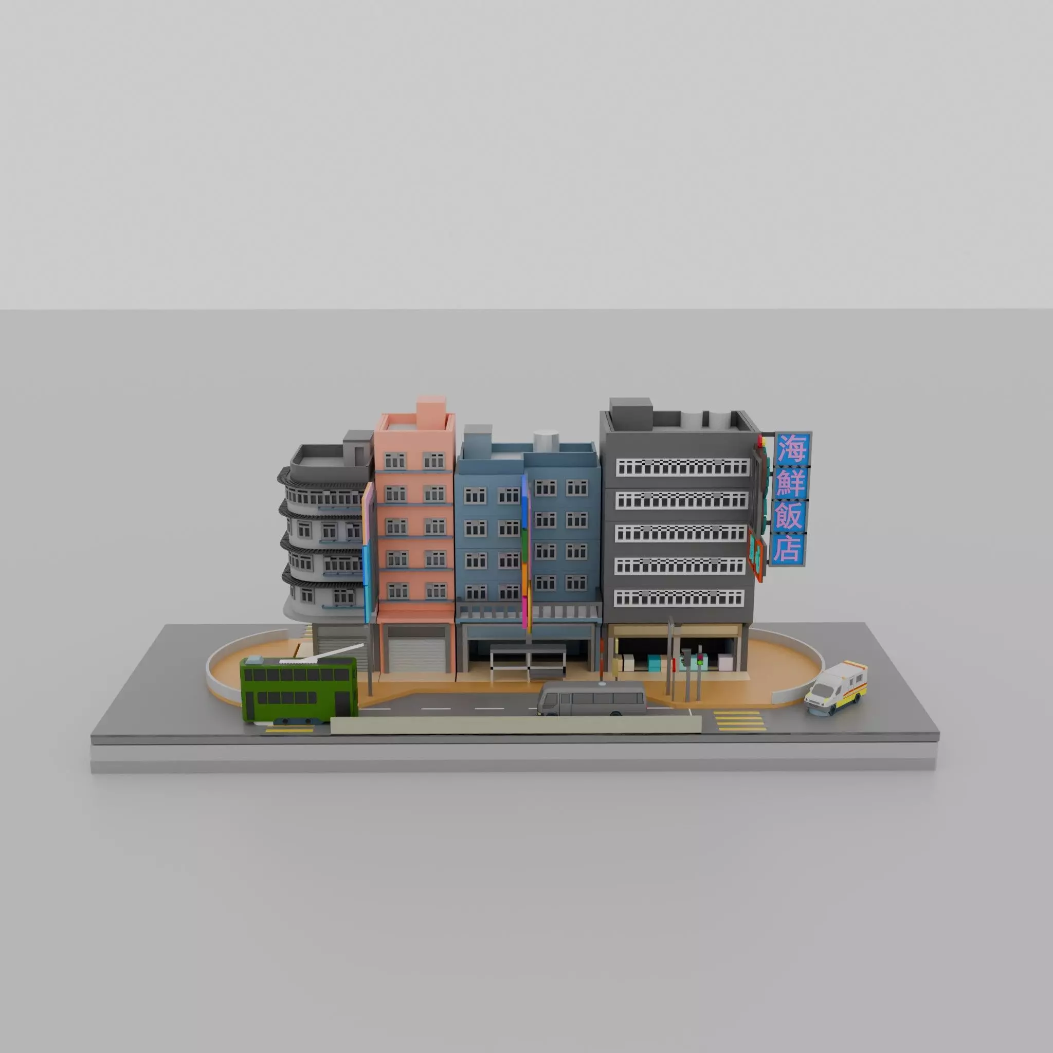 Hong Kong Building Pack 2 Low-poly 3D model_2