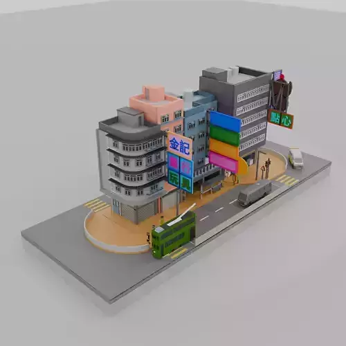 Hong Kong Building Pack 2 Low-poly 3D model