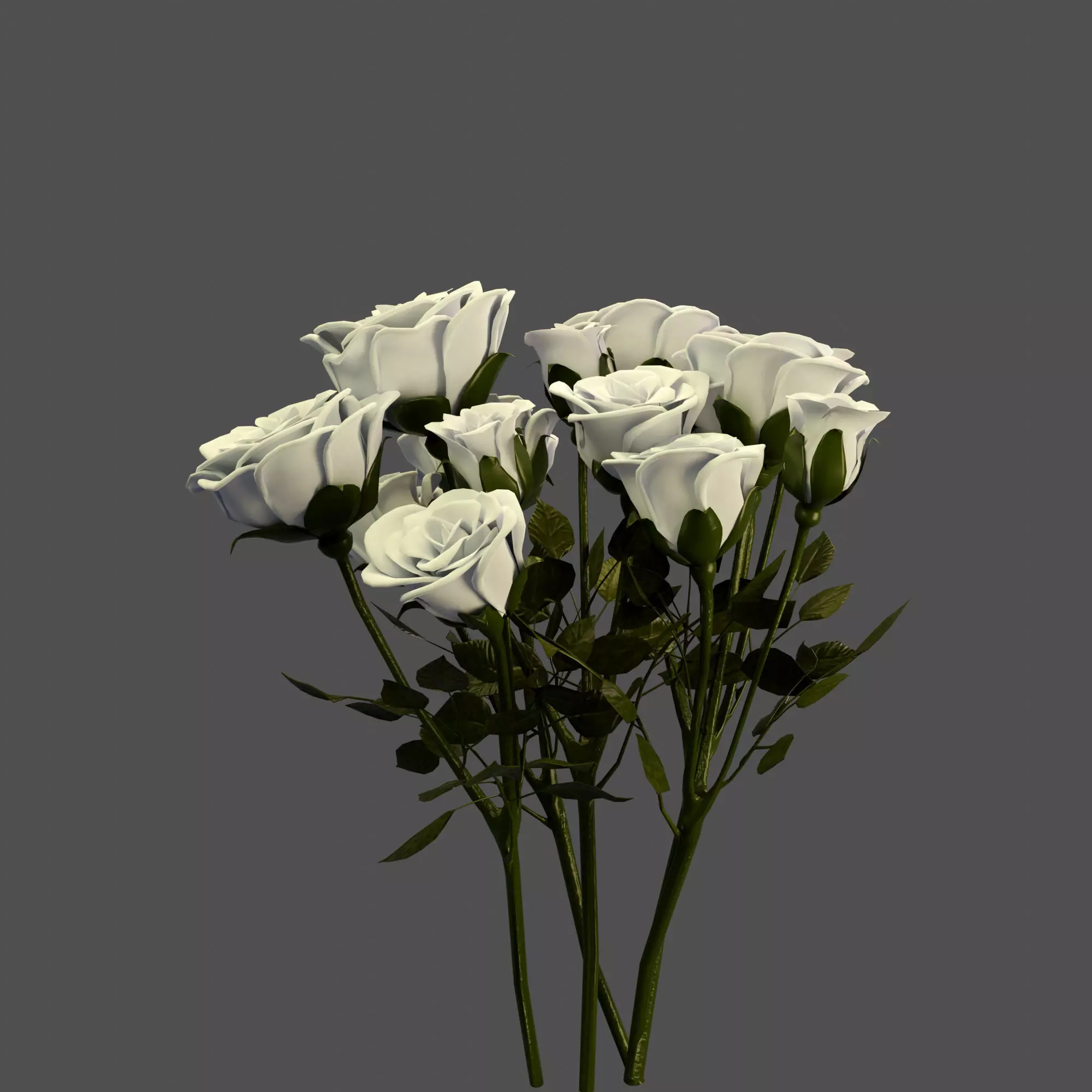 ROSE BRANCH AND ROSE BOUQUET IN 4 COLOR Low-poly 3D model_2
