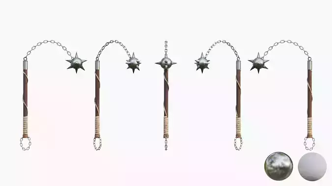 Medival One Ball Flail Low-poly 3D model