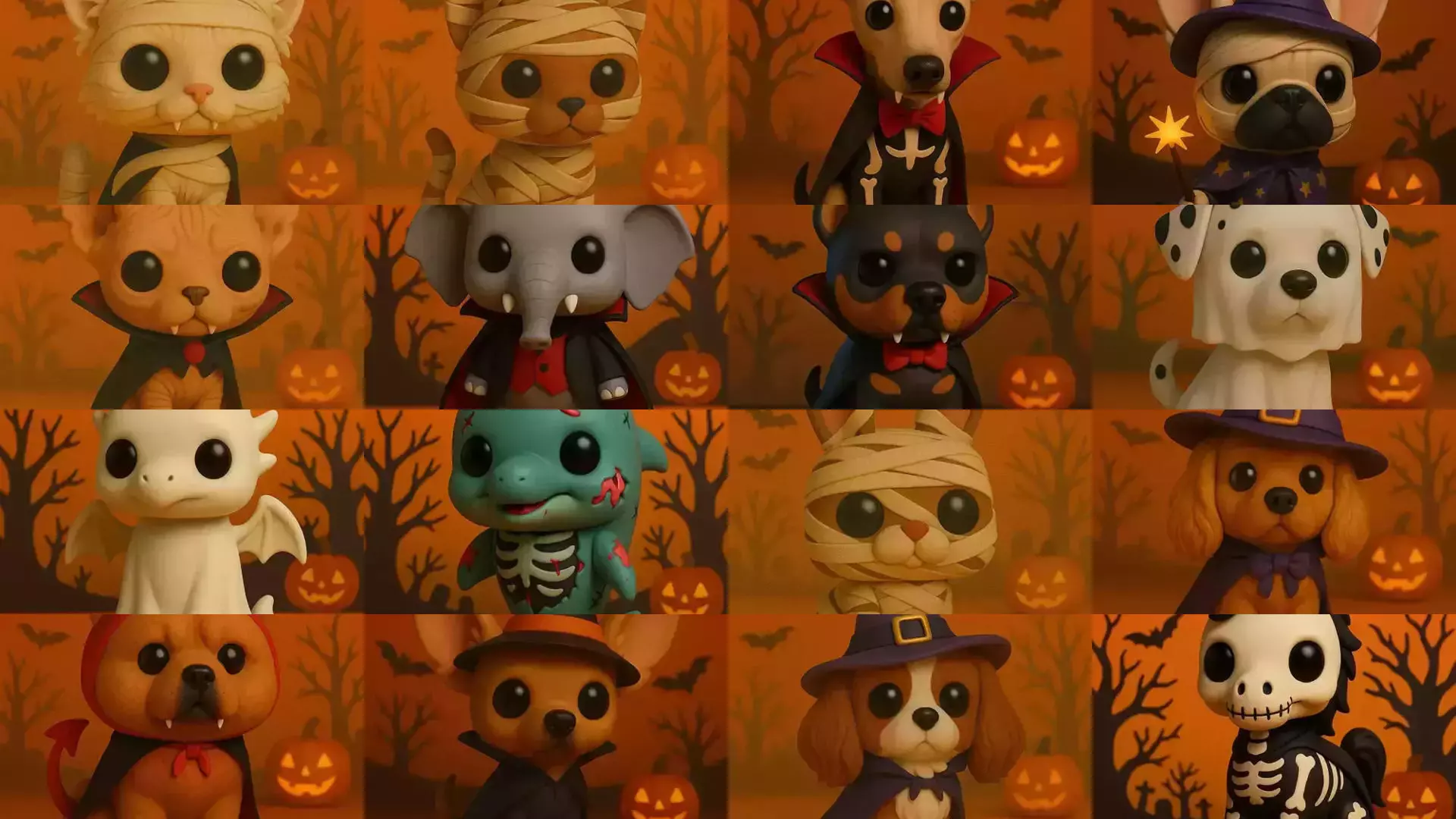 Mascotas de Halloween Terror en Estilo POP 3D Model Collection_5