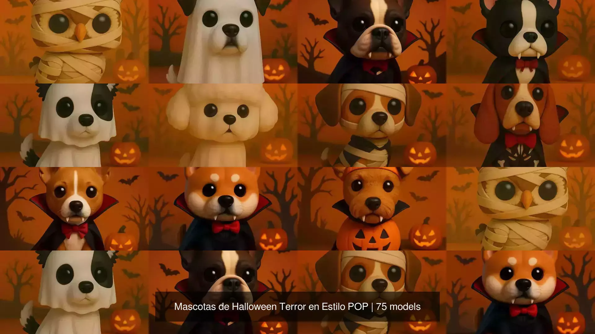 Mascotas de Halloween Terror en Estilo POP 3D Model Collection_8