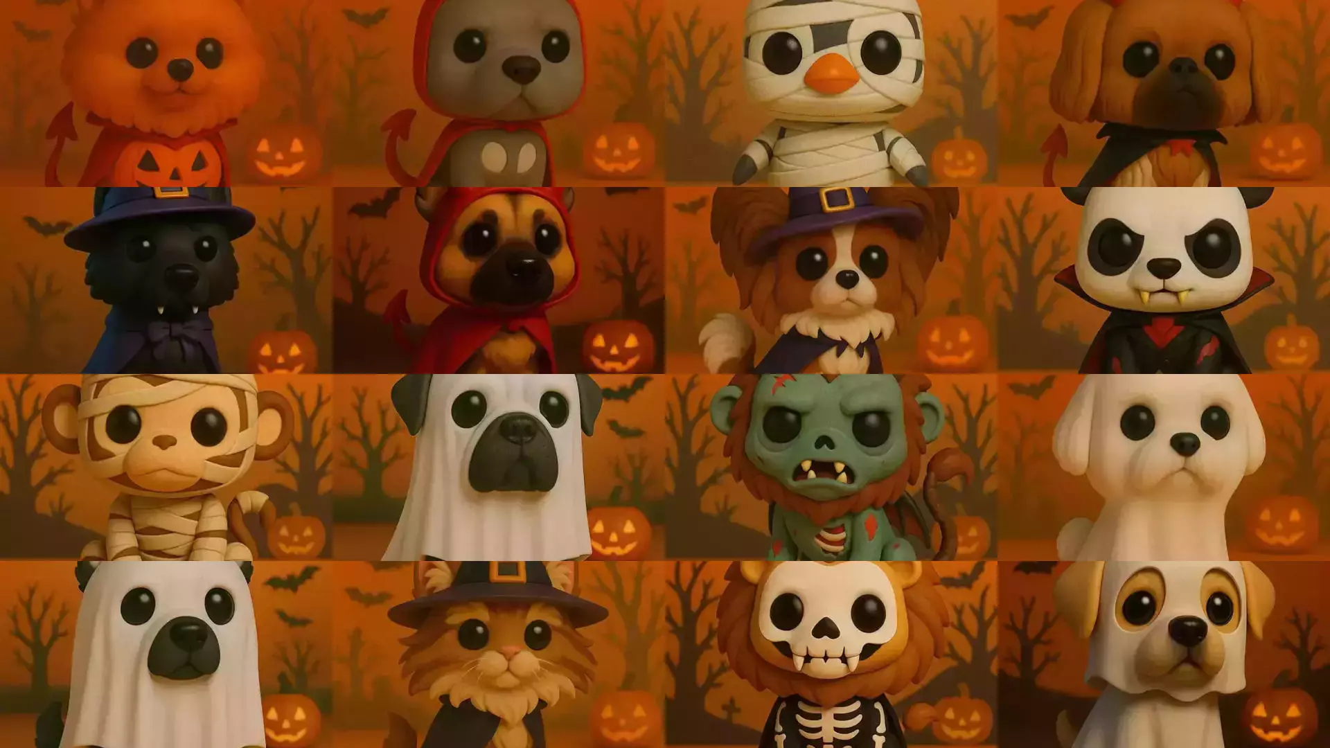 Mascotas de Halloween Terror en Estilo POP 3D Model Collection_1