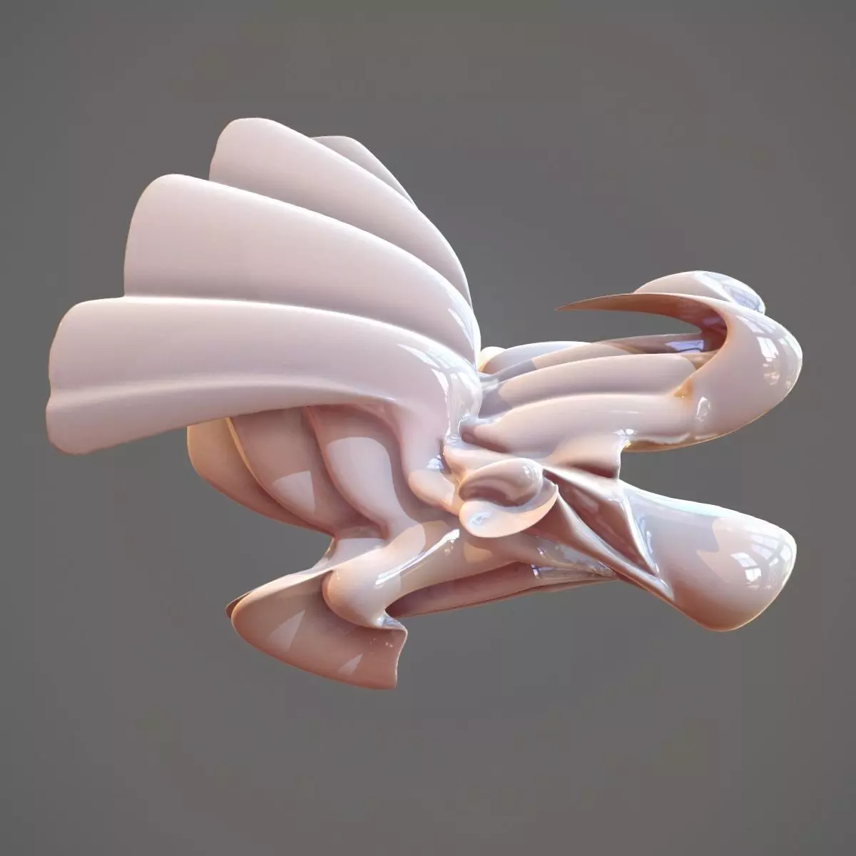 Magnificent Bird Abstract Sculpture Low-poly 3D model_0