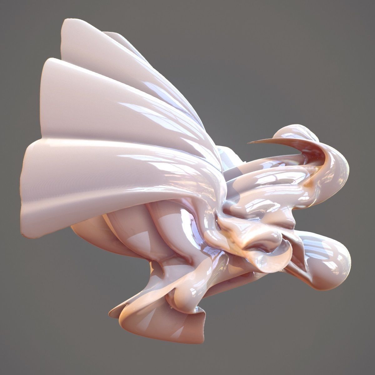 Magnificent Bird Abstract Sculpture Low-poly 3D model_4