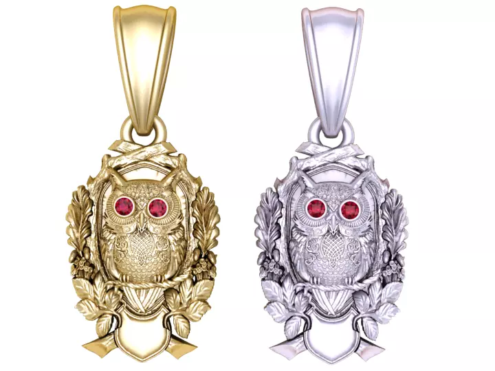 Golden Owl Wisdom Pendant 3D print model_1