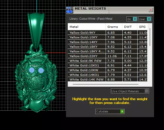 Golden Owl Wisdom Pendant 3D print model_6
