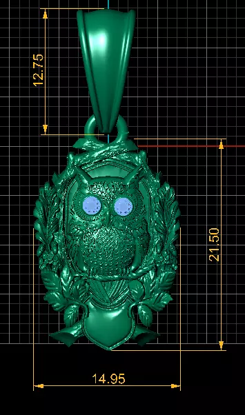 Golden Owl Wisdom Pendant 3D print model_3