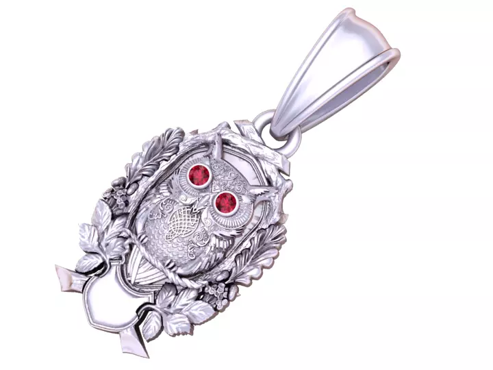 Golden Owl Wisdom Pendant 3D print model_2