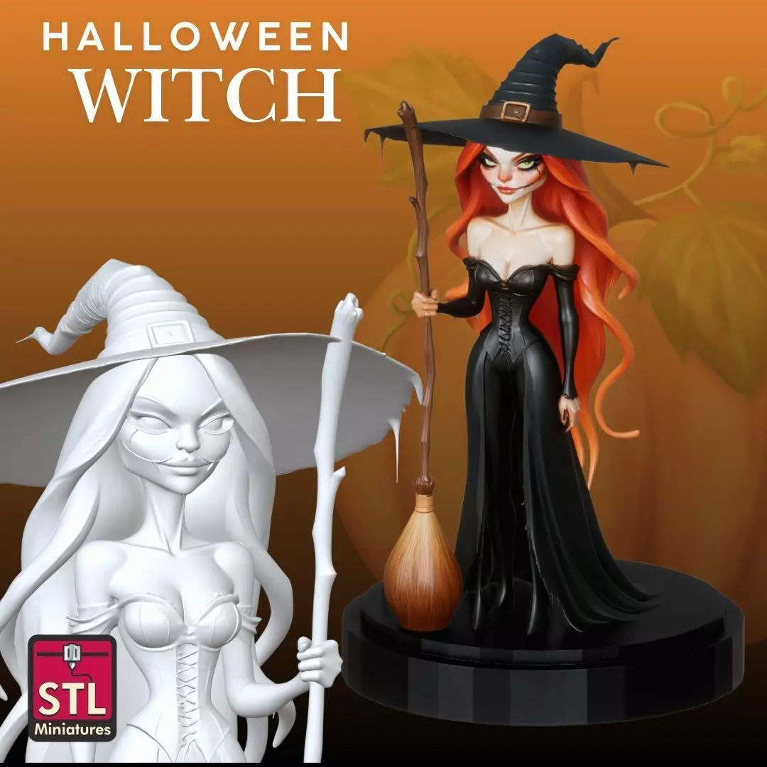 Halloween Witch STL  Enchanting Sorceress 3D print model_0