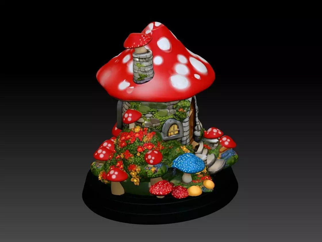 Whimsical Mushroom House  3D Printable Fantasy 3D print model_1