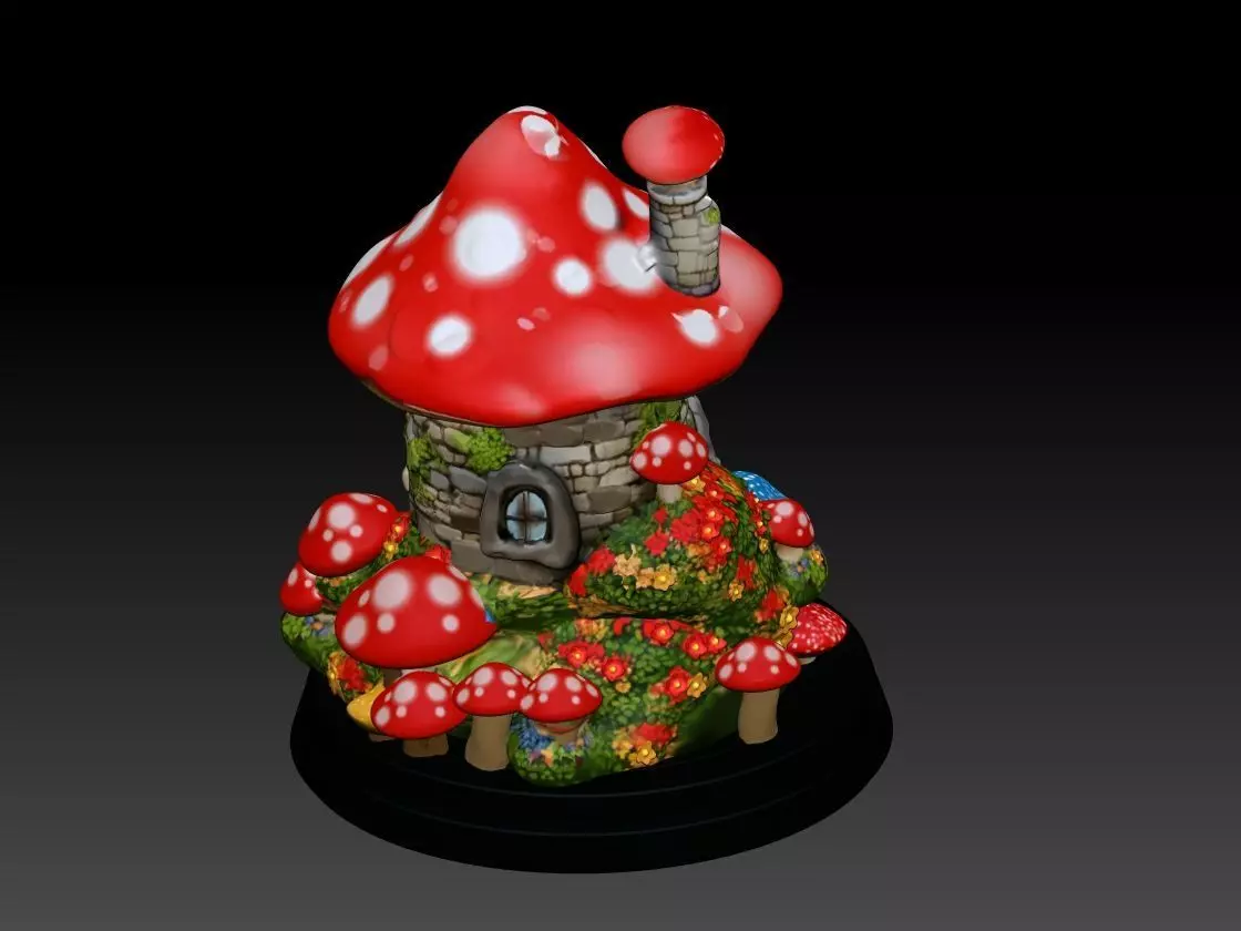 Whimsical Mushroom House  3D Printable Fantasy 3D print model_3