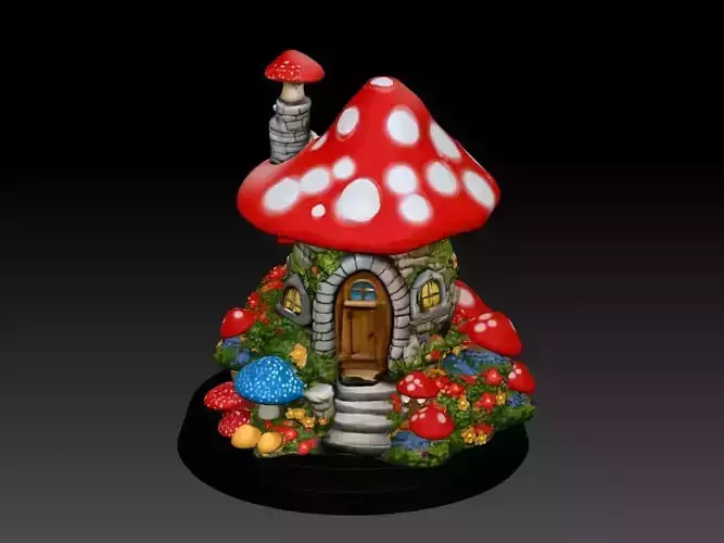 Whimsical Mushroom House  3D Printable Fantasy 3D print model