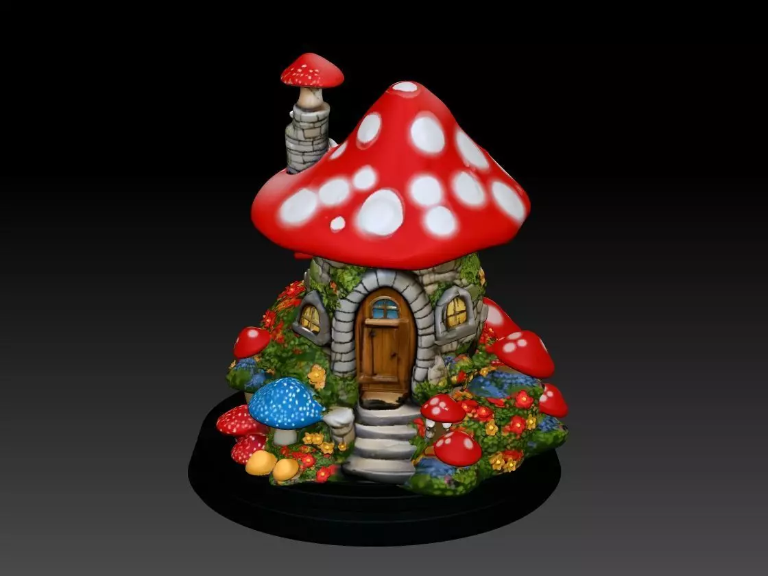 Whimsical Mushroom House  3D Printable Fantasy 3D print model_0