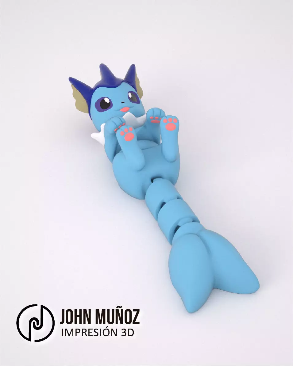Vaporeon Articulated Version and Keychain 3D print model