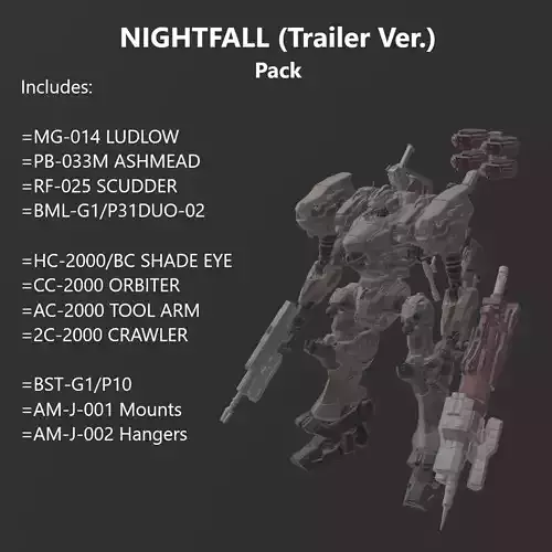 Raven NIGHTFALL Trailer Ver Model Kit 30MM Armored Core 6