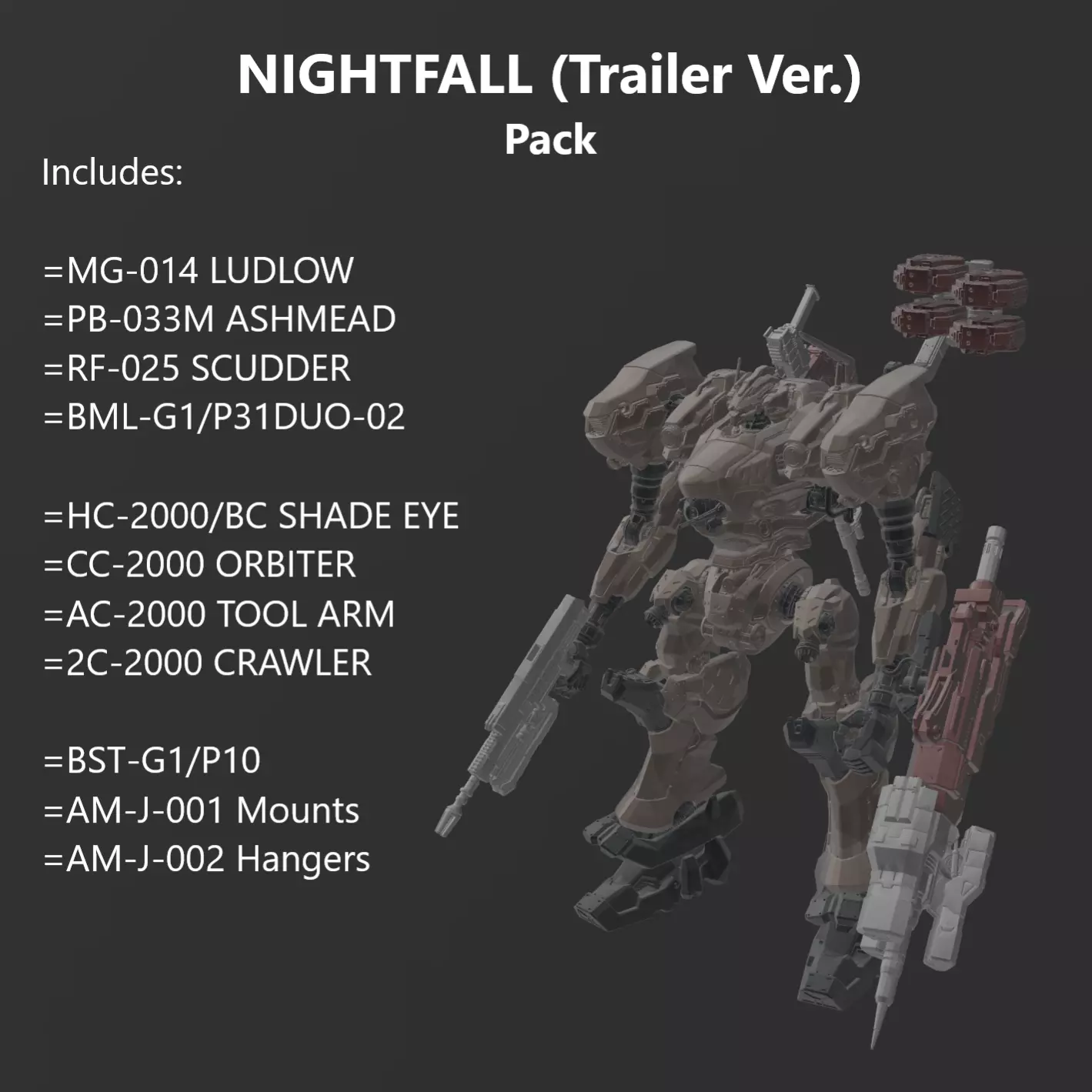 Raven NIGHTFALL Trailer Ver Model Kit 30MM Armored Core 6 3D print model_0