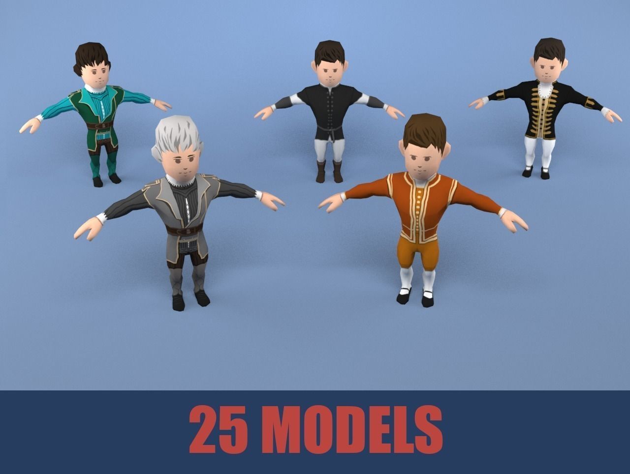 Medieval character nobleman Package vol 4 Low-poly 3D model_0