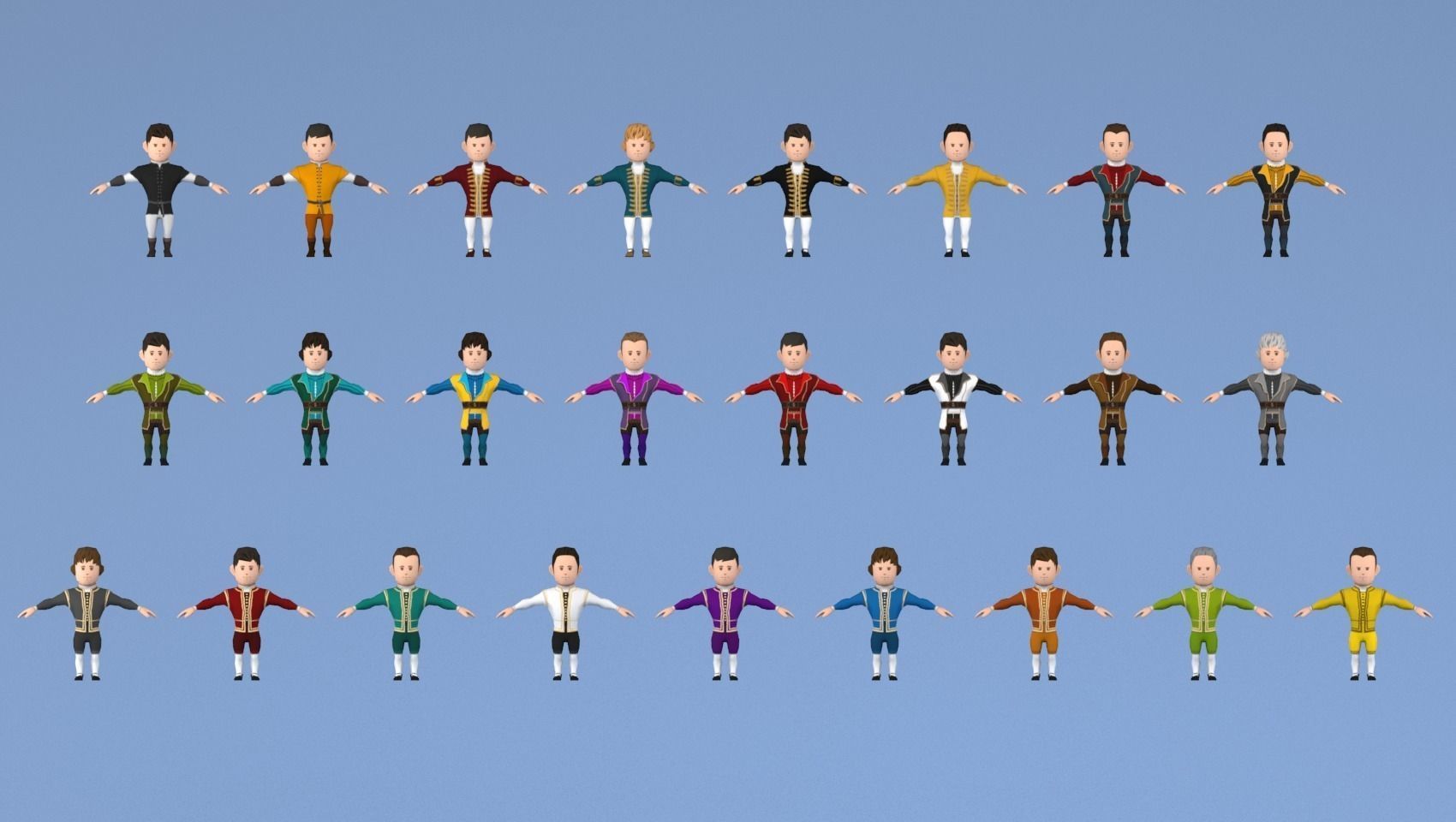 Medieval character nobleman Package vol 4 Low-poly 3D model_1