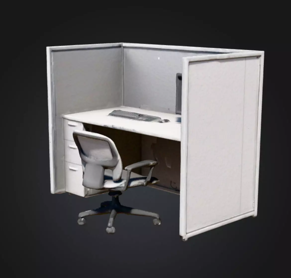 Office Workspace Cubicle  Low-poly 3D model_2