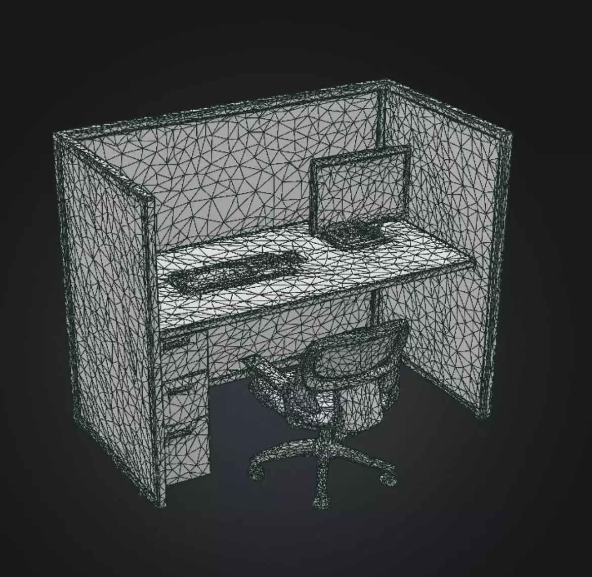 Office Workspace Cubicle  Low-poly 3D model_4