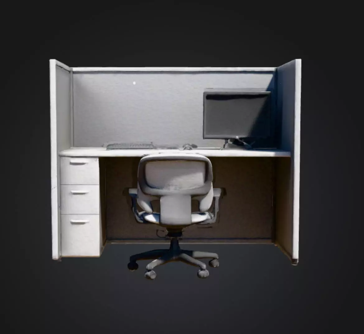 Office Workspace Cubicle  Low-poly 3D model_5