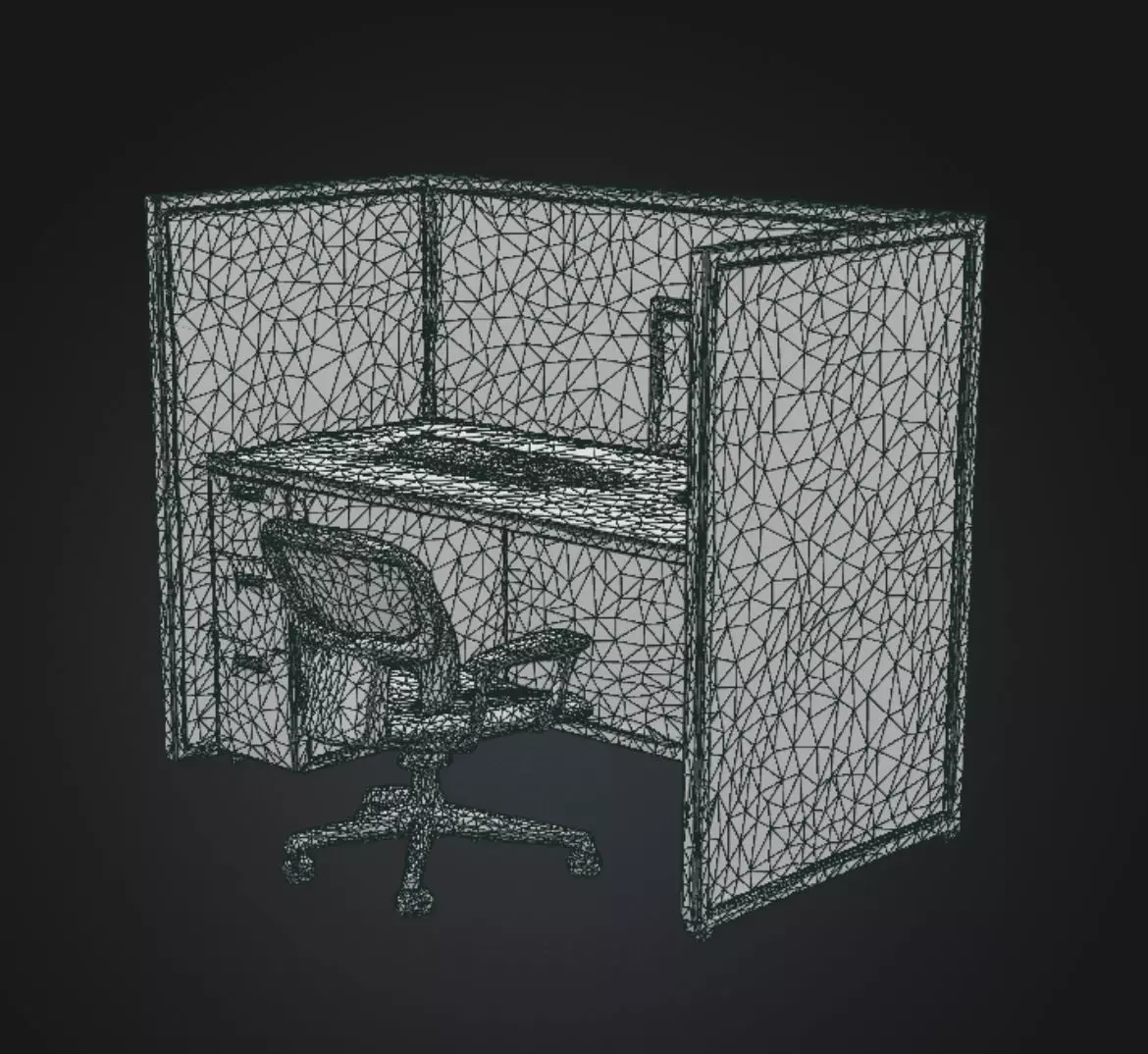 Office Workspace Cubicle  Low-poly 3D model_3