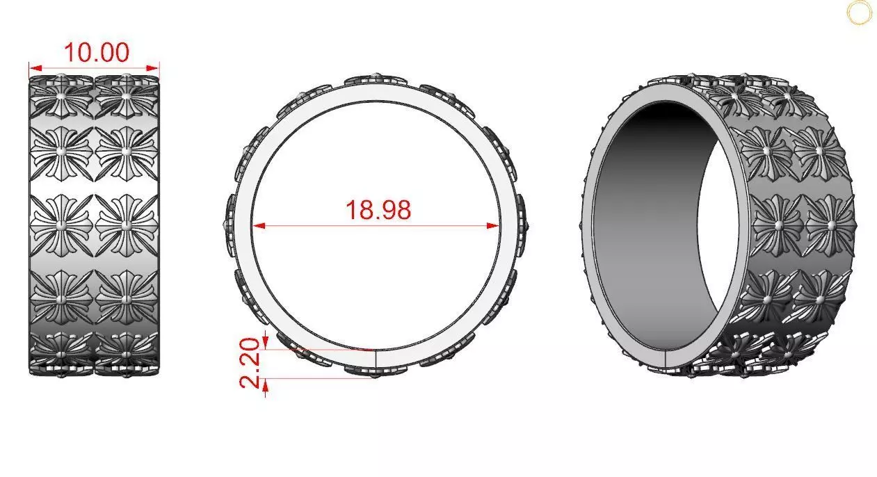 ChromeHeart Silver Spinner Ring 3D print model_3