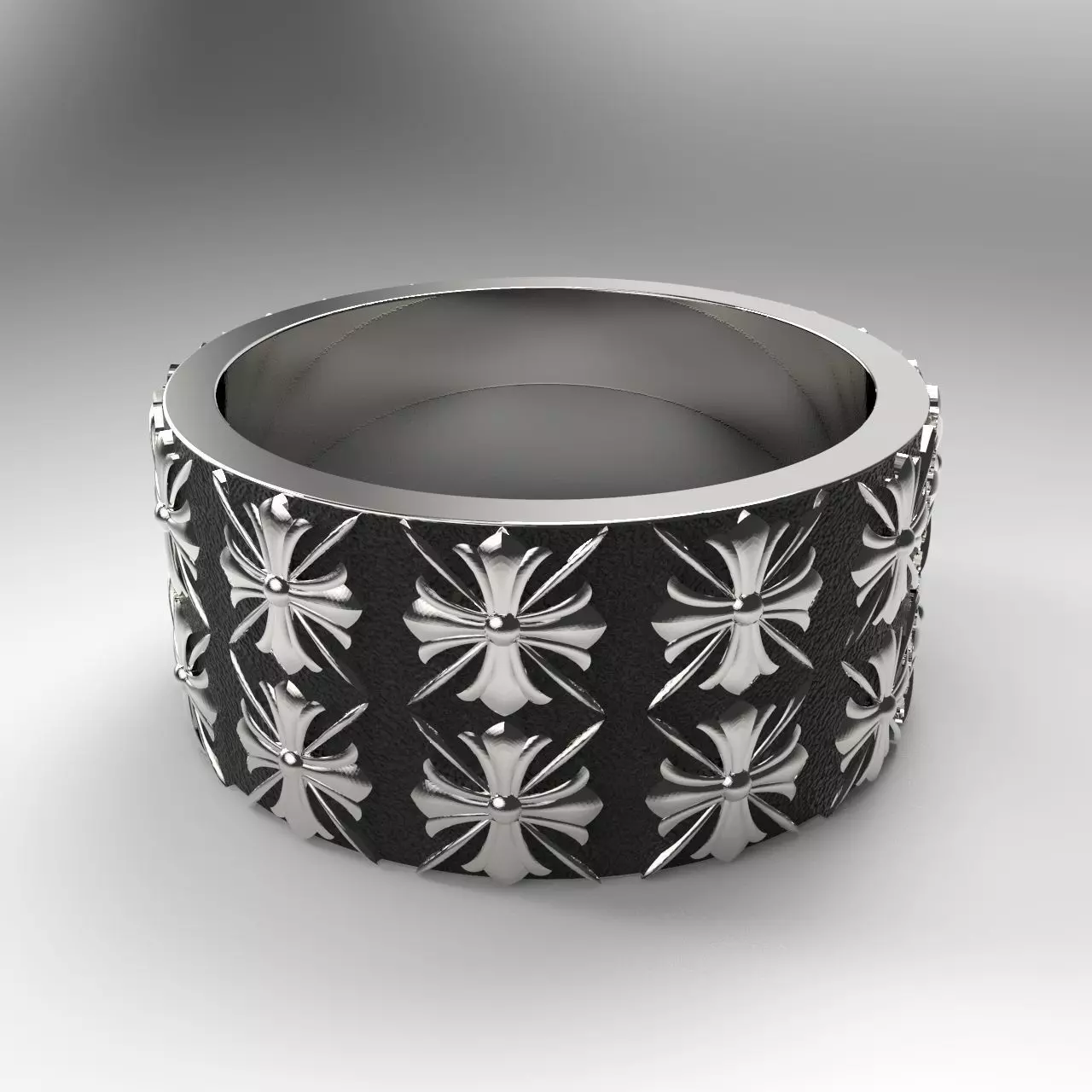 ChromeHeart Silver Spinner Ring 3D print model_4